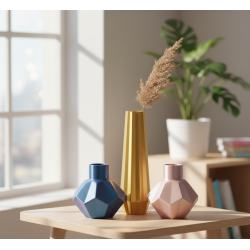 Geometrik Modern Tasarım Vazo (Silk Gold)
